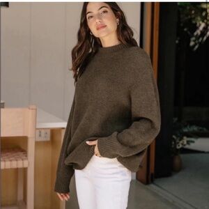 Jenni Kayne Oversized Cotton Pullover in Cedar Brown